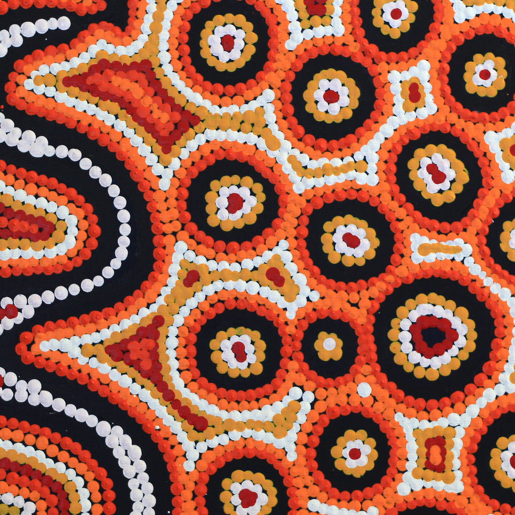 Aboriginal Artwork by Rochelle Nampijinpa Major, Warna Jukurrpa (Snake Dreaming), 30x30cm