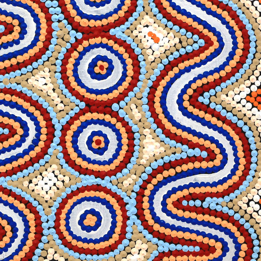 Aboriginal Artwork by Rochelle Nampijinpa Major, Warna Jukurrpa (Snake Dreaming), 30x30cm