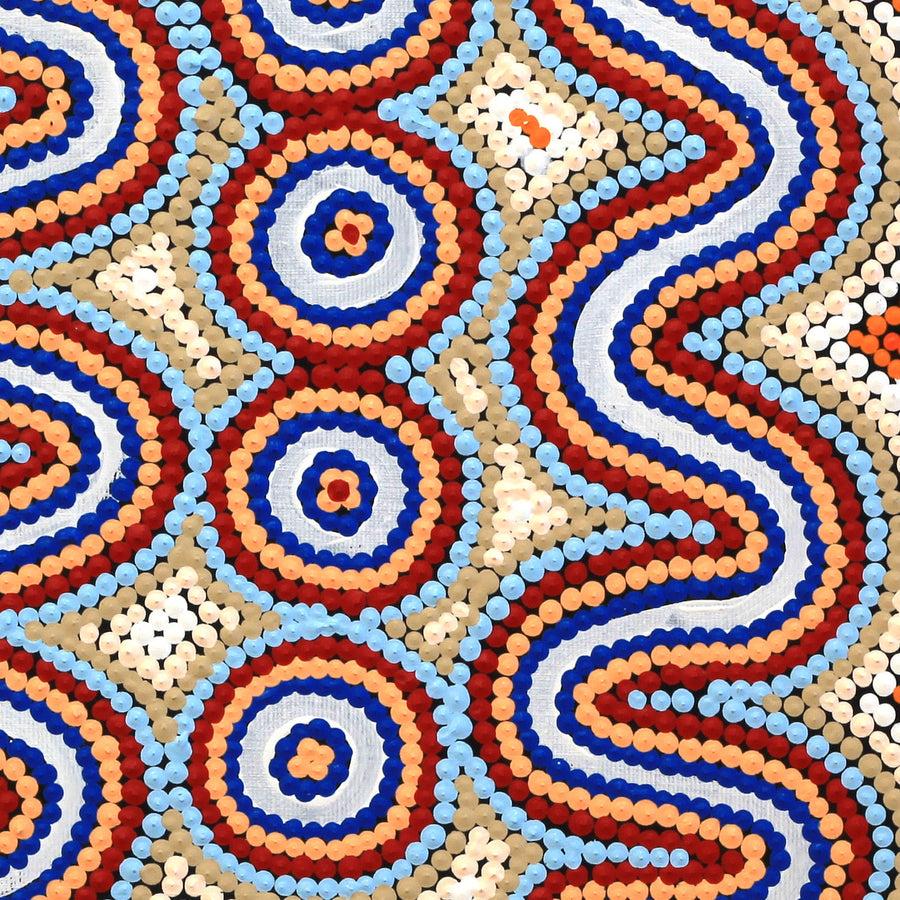 Aboriginal Artwork by Rochelle Nampijinpa Major, Warna Jukurrpa (Snake Dreaming), 30x30cm