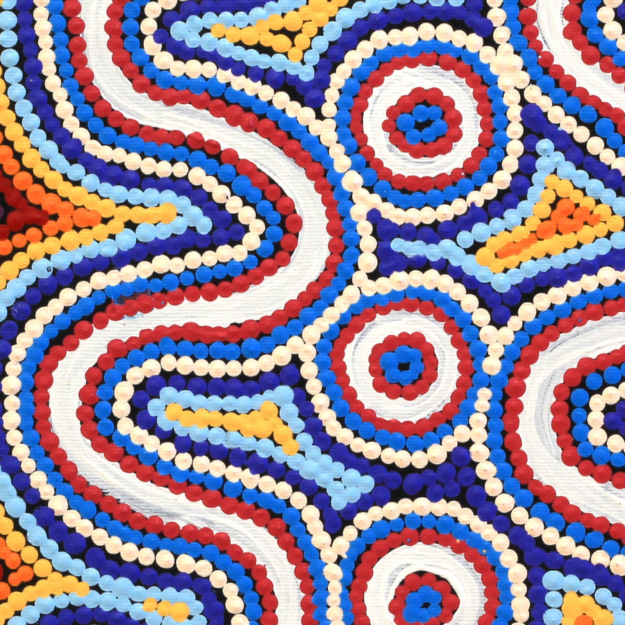 Aboriginal Artwork by Rochelle Nampijinpa Major, Warna Jukurrpa (Snake Dreaming), 30x30cm