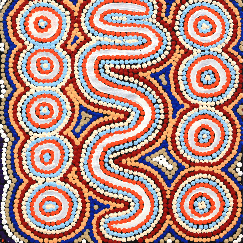 Aboriginal Artwork by Rochelle Nampijinpa Major, Warna Jukurrpa (Snake Dreaming), 30x30cm
