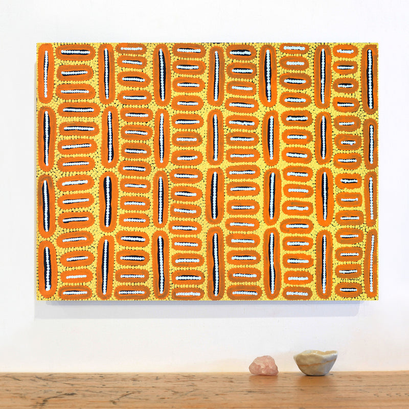 Aboriginal Artwork by Roderick Japangardi Green, Yankirri Jukurrpa (Emu Dreaming) - Ngarlikurlangu, 61x46cm