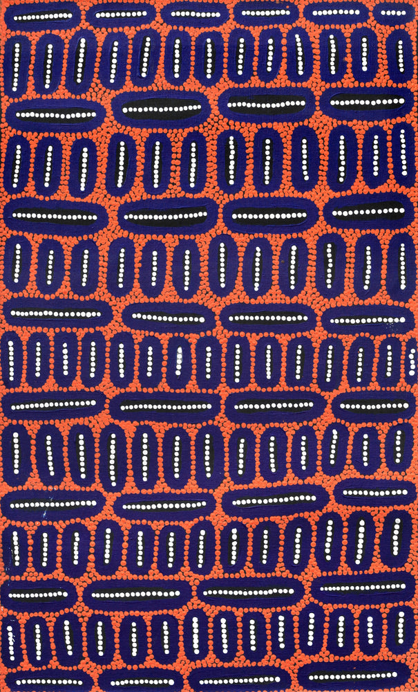 Aboriginal Artwork by Roderick Japangardi Green, Yankirri Jukurrpa (Emu Dreaming) - Ngarlikurlangu, 76x46cm