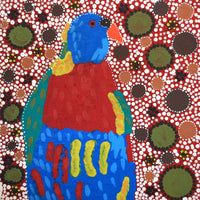 Aboriginal Artwork by Rosena Napaljarri Dickson, Birds that live around Yuendumu, 30x30cm