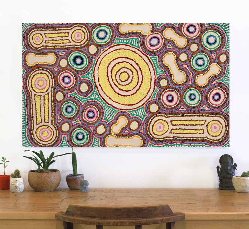 Aboriginal Artwork by Rosemary Peters, Sisters at Watarru, 101x61cm