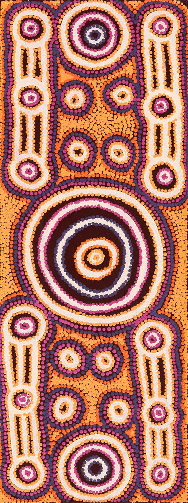 Aboriginal Artwork by Rosemary Peters, Waru at Watarru, 80x30cm