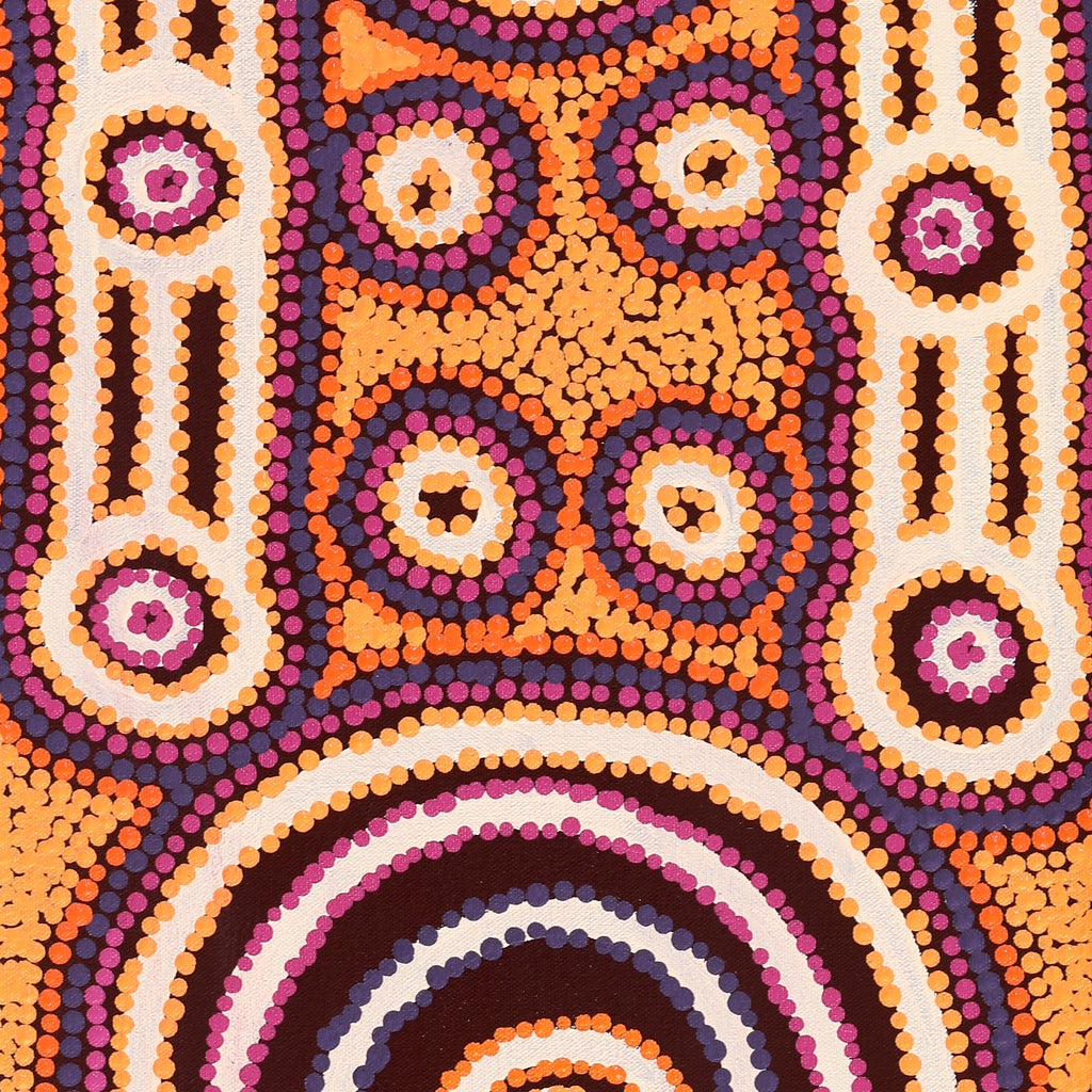 Aboriginal Artwork by Rosemary Peters, Waru at Watarru, 80x30cm - ART ARK®