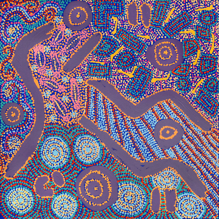 Aboriginal Artwork by Roseranna Napaljarri Larry, Warliyajarrayi, 60x60cm
