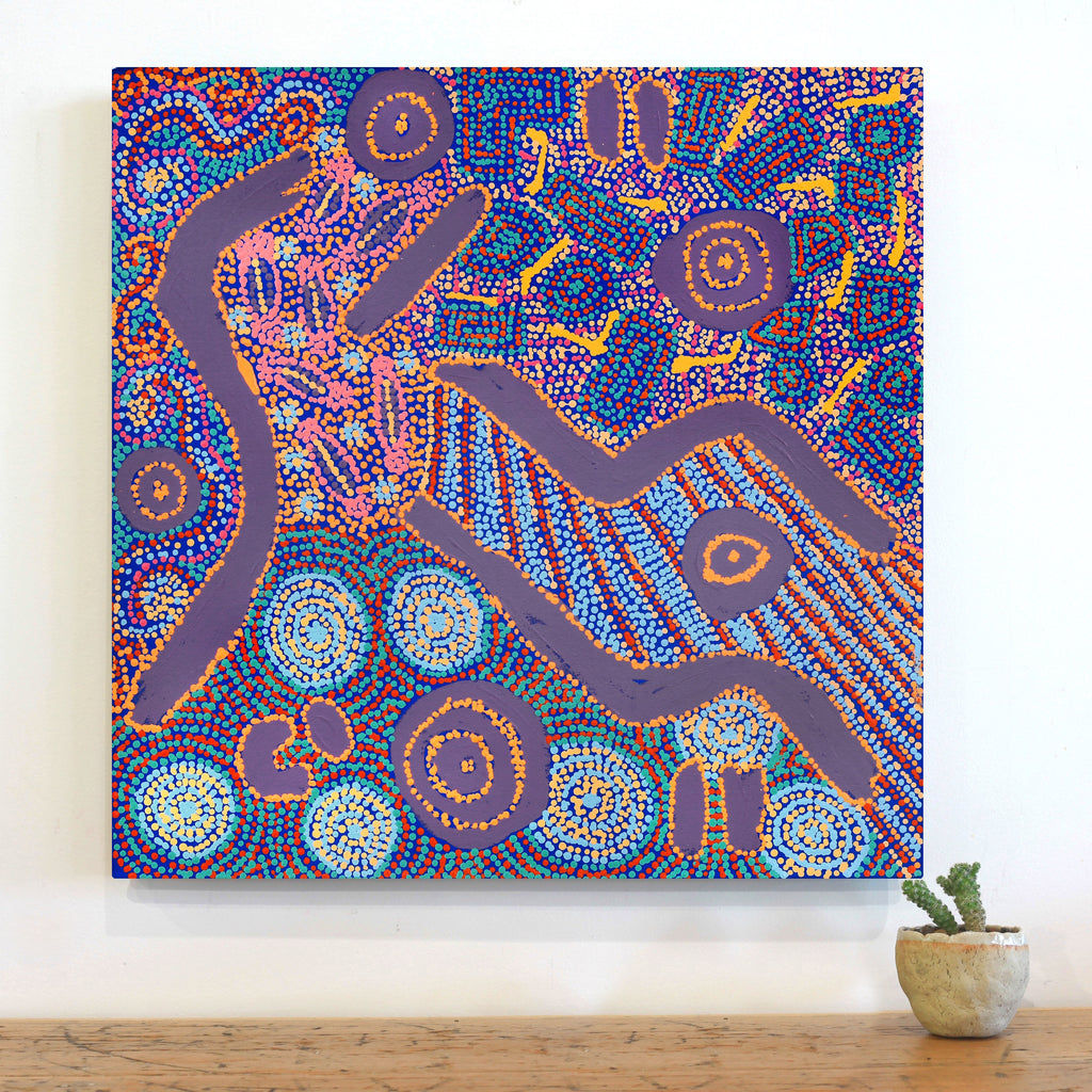 Aboriginal Artwork by Roseranna Napaljarri Larry, Warliyajarrayi, 60x60cm - ART ARK®