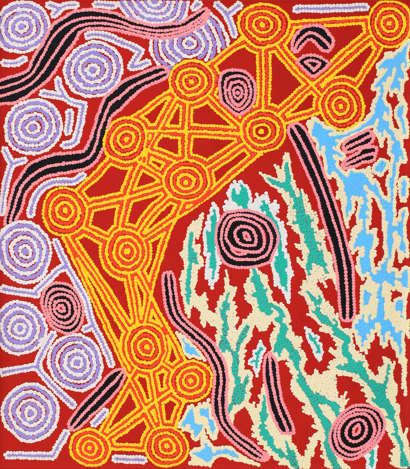 Aboriginal Artwork by Roseranna Napaljarri Larry, Warliyajarrayi, 88.5x77.5cm