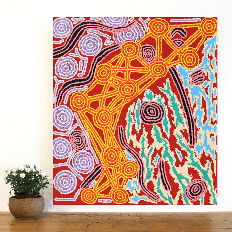 Aboriginal Artwork by Roseranna Napaljarri Larry, Warliyajarrayi, 88.5x77.5cm