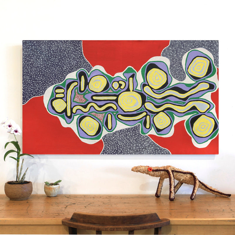 Aboriginal Artwork by Roseranna Napaljarri Larry, Warliyajarrayi, 122x71cm