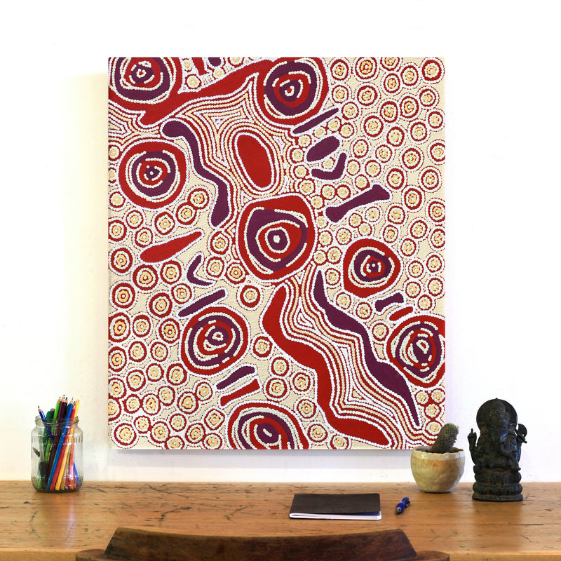 Aboriginal Artwork by Roseranna Napaljarri Larry, Warliyajarrayi, 70x60cm