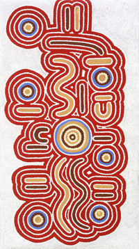 Aboriginal Artwork by Roseranna Napaljarri Larry, Janyanpartinya creek (Mount Campbell), 50x90cm
