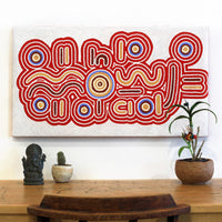 Aboriginal Artwork by Roseranna Napaljarri Larry, Janyanpartinya creek (Mount Campbell), 50x90cm
