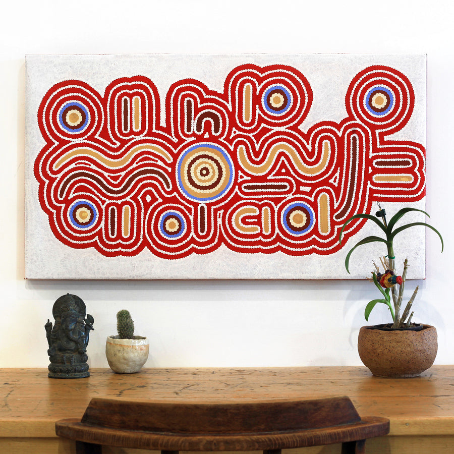 Aboriginal Artwork by Roseranna Napaljarri Larry, Janyanpartinya creek (Mount Campbell), 50x90cm