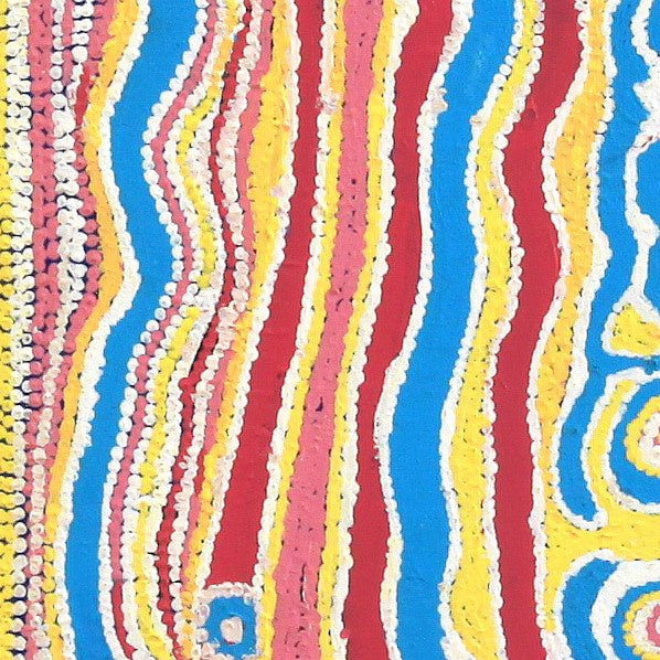 Aboriginal Artwork by Rosie Nangala Flemming, Ngapa Jukurrpa (Water Dreaming) - Mikanji, 76x46cm