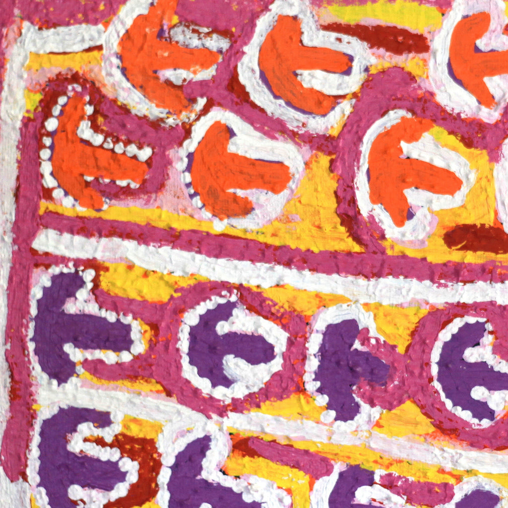 Aboriginal Artwork by Rosie Nangala Flemming, Yankirri Jukurrpa (Emu Dreaming) - Ngarlikurlangu, 30x30cm