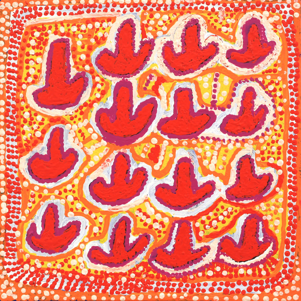 Aboriginal Artwork by Rosie Nangala Flemming, Yankirri Jukurrpa (Emu Dreaming) - Ngarlikurlangu, 30x30cm - ART ARK®
