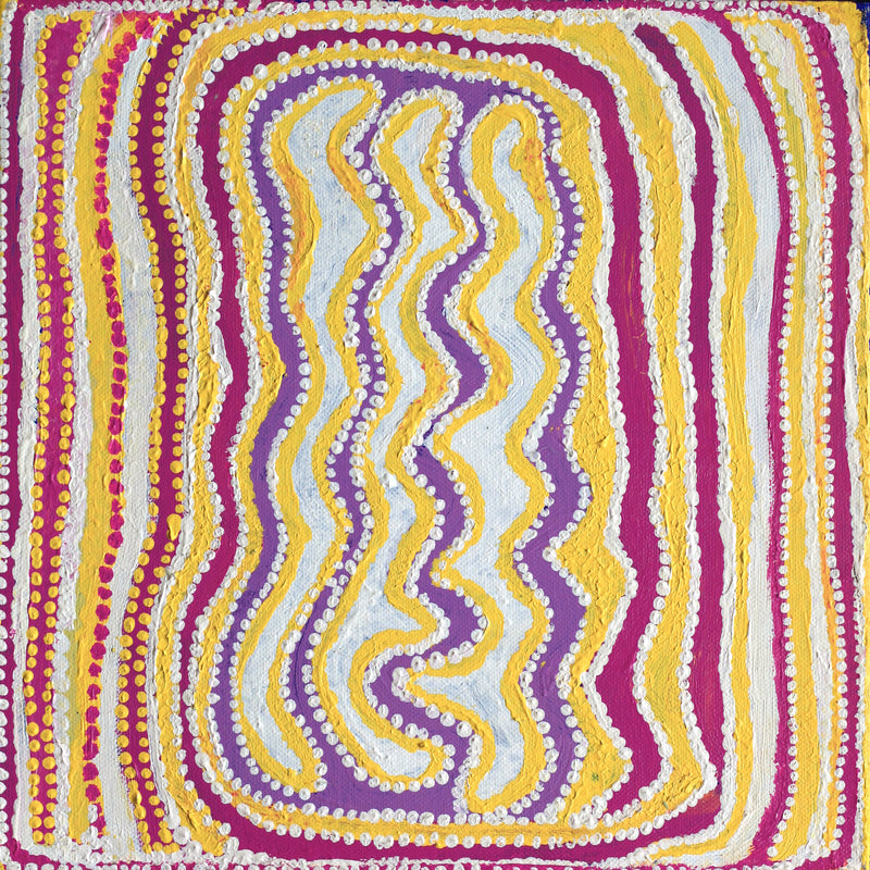 Aboriginal Artwork by Rosie Nangala Flemming, Ngapa Jukurrpa (water Dreaming) - Mikanji, 30.5x30.5cm