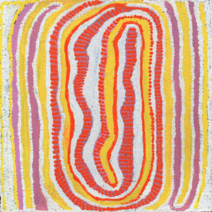 Aboriginal Artwork by Rosie Nangala Flemming, Ngapa Jukurrpa (water Dreaming) - Puyurru, 30.5x30.5cm - ART ARK®