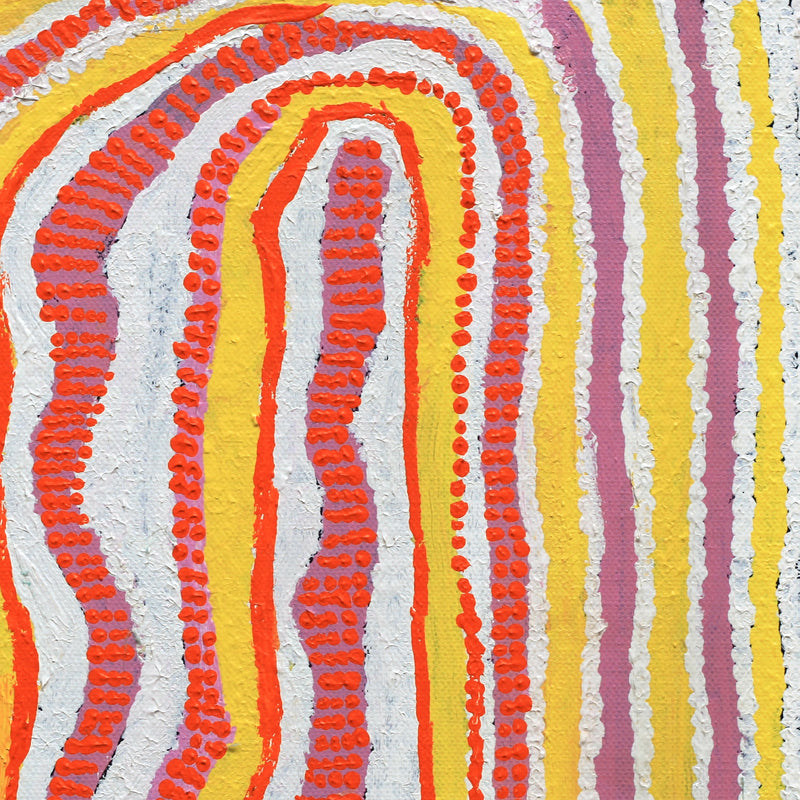 Aboriginal Artwork by Rosie Nangala Flemming, Ngapa Jukurrpa (water Dreaming) - Puyurru, 30.5x30.5cm