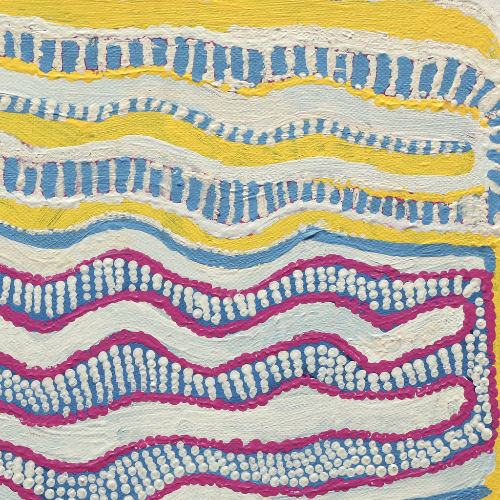 Aboriginal Artwork by Rosie Nangala Flemming, Ngapa Jukurrpa (water Dreaming) - Puyurru, 30.5x30.5cm