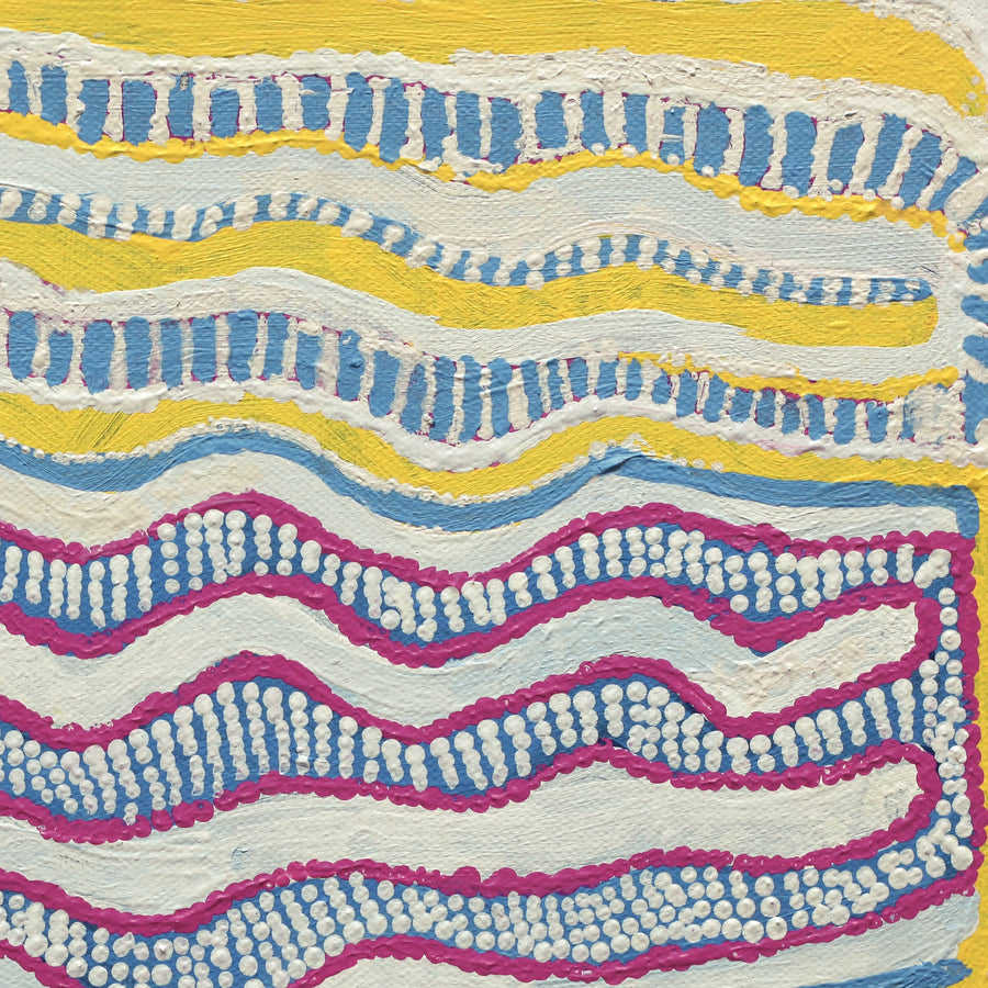 Aboriginal Artwork by Rosie Nangala Flemming, Ngapa Jukurrpa (water Dreaming) - Puyurru, 30.5x30.5cm