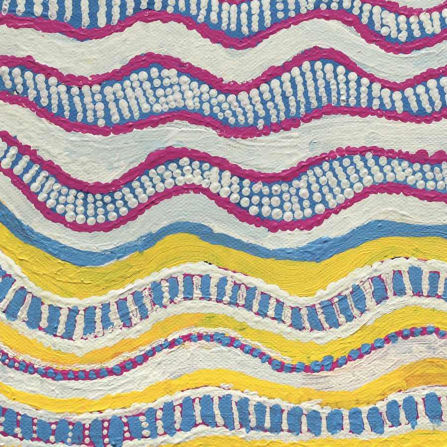 Aboriginal Artwork by Rosie Nangala Flemming, Ngapa Jukurrpa (water Dreaming) - Puyurru, 30.5x30.5cm