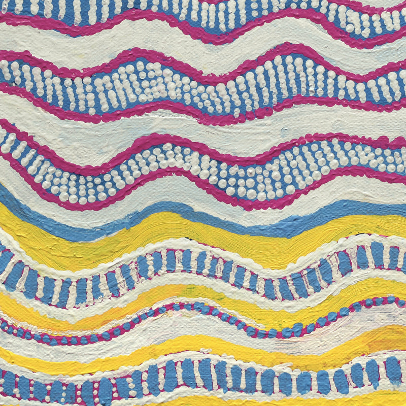Aboriginal Artwork by Rosie Nangala Flemming, Ngapa Jukurrpa (water Dreaming) - Puyurru, 30.5x30.5cm