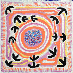 Aboriginal Artwork by Rosie Nangala Flemming, Yankirri Jukurrpa (Emu Dreaming) - Ngarlikurlangu, 30.5x30.5cm - ART ARK®