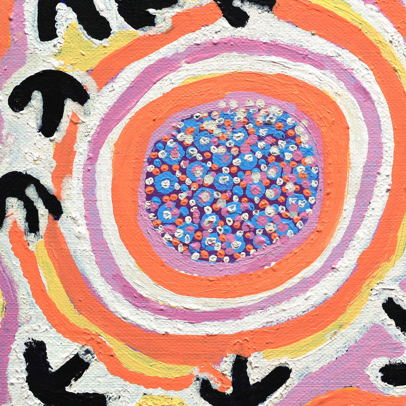 Aboriginal Artwork by Rosie Nangala Flemming, Yankirri Jukurrpa (Emu Dreaming) - Ngarlikurlangu, 30.5x30.5cm