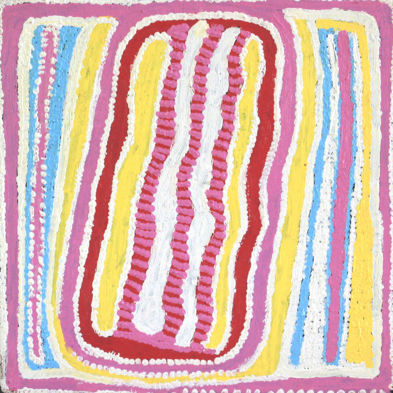Aboriginal Artwork by Rosie Nangala Flemming, Ngapa Jukurrpa - Puyurru 30x30cm