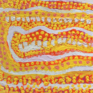 Aboriginal Artwork by Rosie Nangala Flemming, Ngapa Jukurrpa (water Dreaming) - Mikanji, 30x30cm - ART ARK®