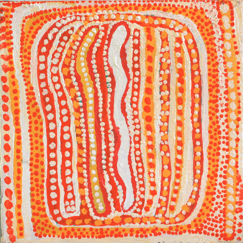 Aboriginal Artwork by Rosie Nangala Flemming, Ngapa Jukurrpa - Mikanji 30x30cm