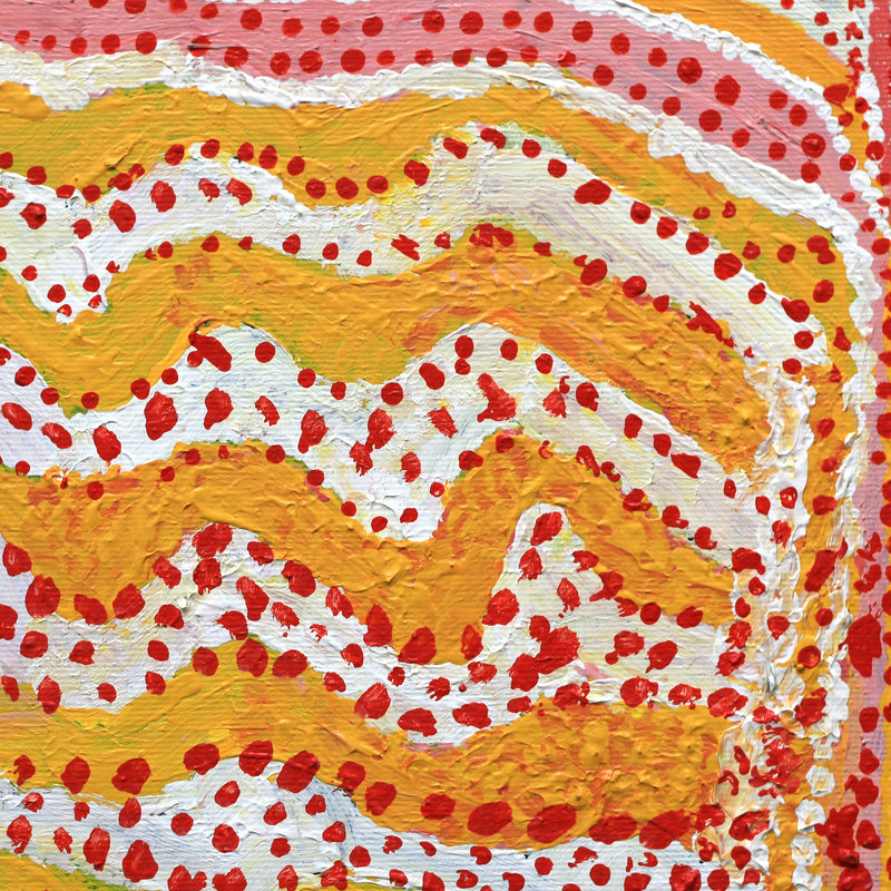 Aboriginal Artwork by Rosie Nangala Flemming, Ngapa Jukurrpa (water Dreaming) - Mikanji, 30x30cm