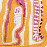 Aboriginal Artwork by Rosie Nangala Flemming, Ngapa Jukurrpa (water Dreaming) - Puyurru, 30x30cm