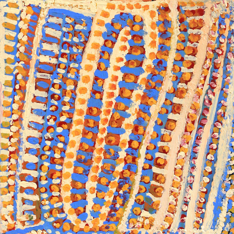 Aboriginal Artwork by Rosie Nangala Flemming, Ngapa Jukurrpa - Mikanji 30x30cm