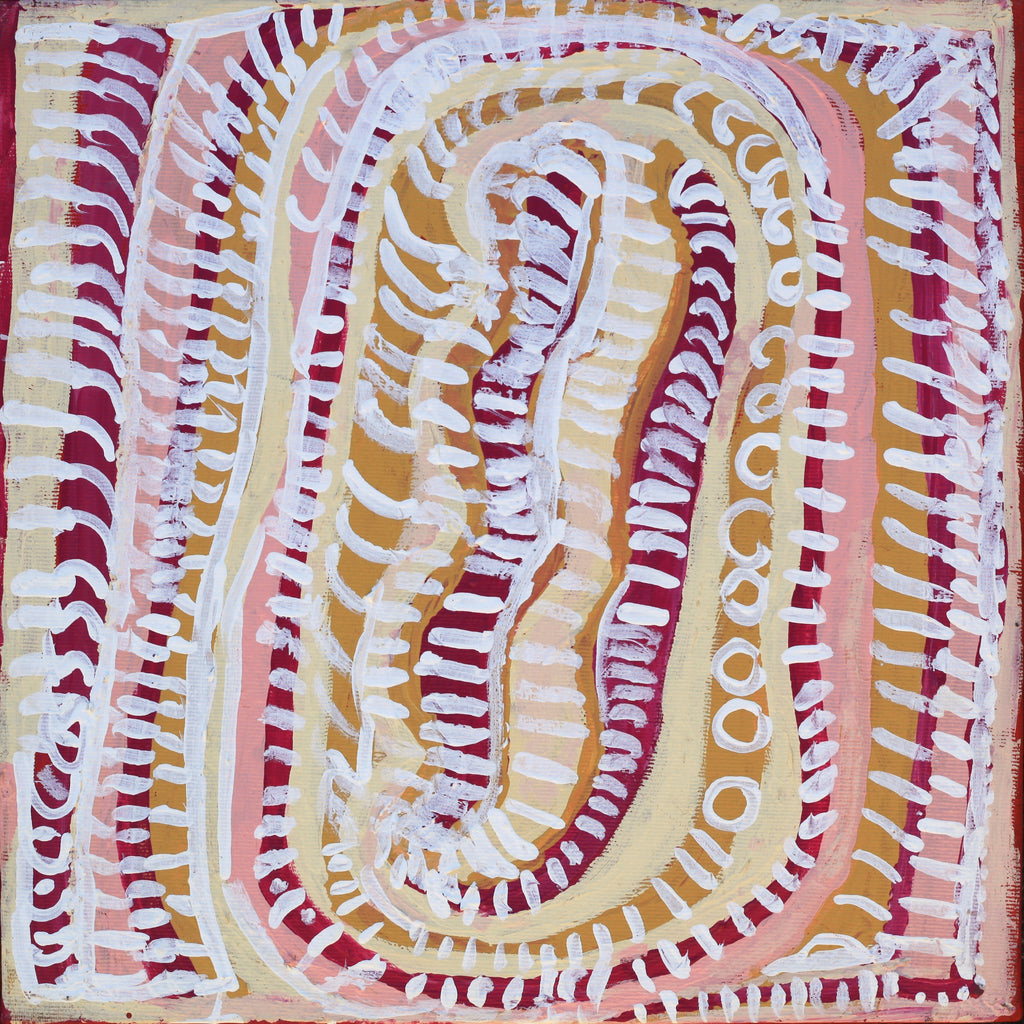 Aboriginal Art by Rosie Nangala Flemming, Ngapa Jukurrpa (water Dreaming) - Mikanji, 30x30cm - ART ARK®