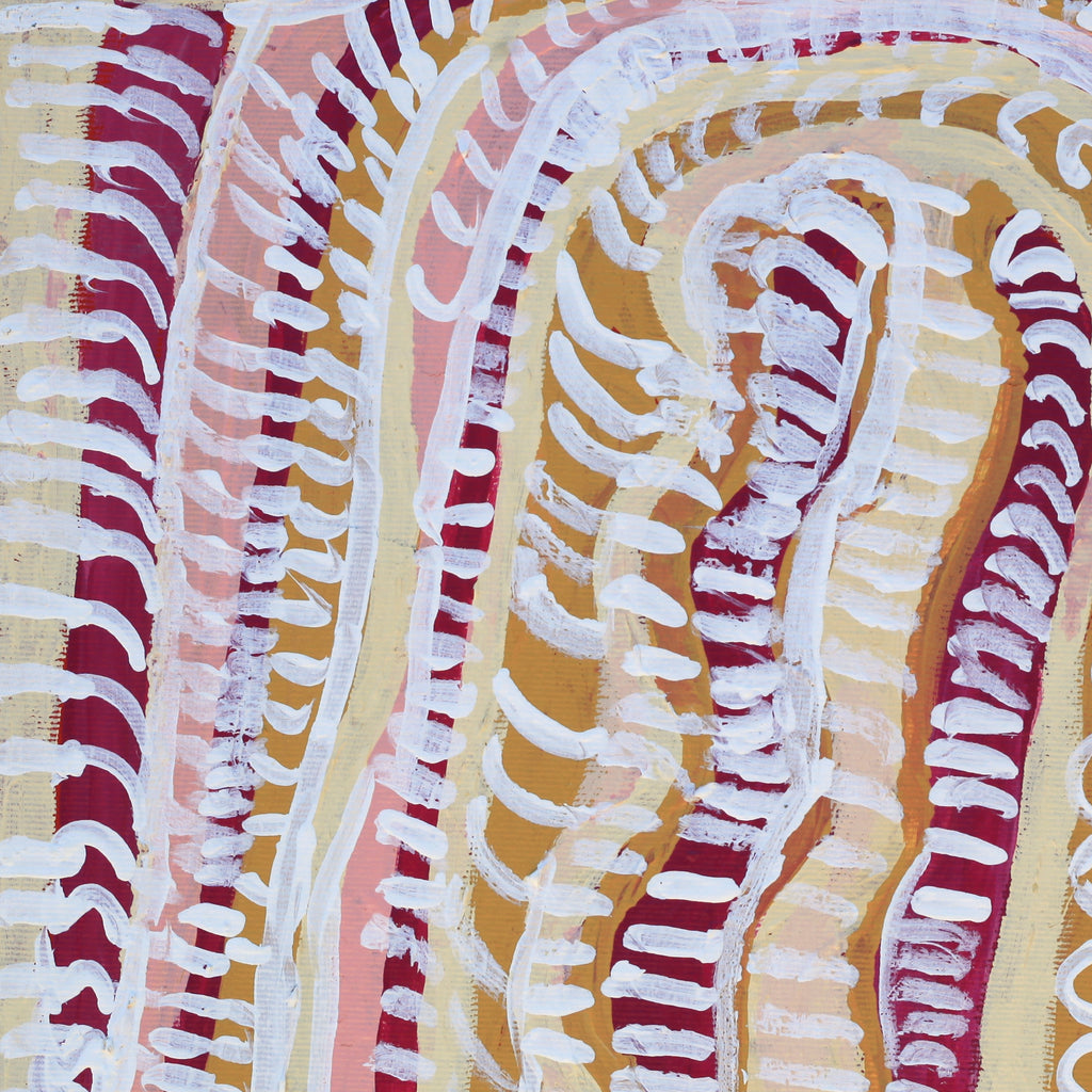 Aboriginal Artwork by Rosie Nangala Flemming, Ngapa Jukurrpa (water Dreaming) - Mikanji, 30x30cm