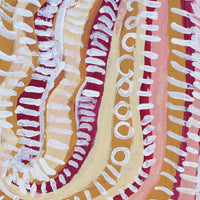 Aboriginal Artwork by Rosie Nangala Flemming, Ngapa Jukurrpa (water Dreaming) - Mikanji, 30x30cm