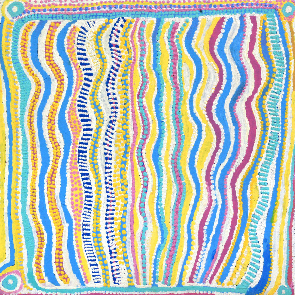 Aboriginal Artwork by Rosie Nangala Flemming, Mina Mina Jukurrpa - Ngalyipi 46x46cm