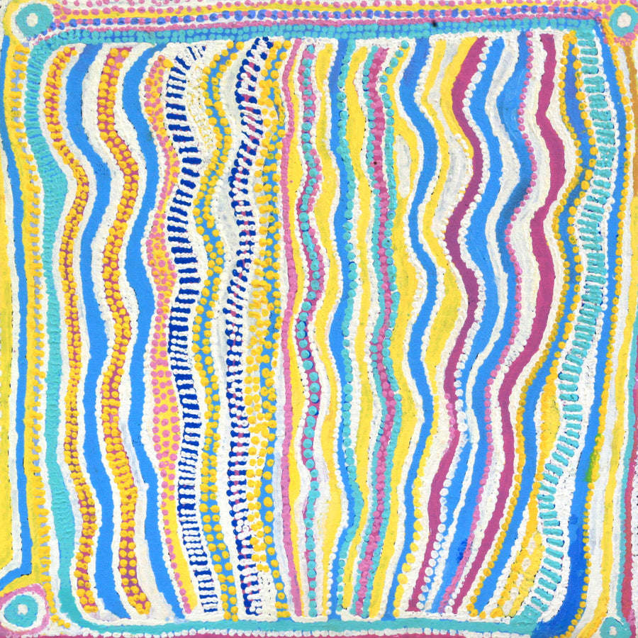 Aboriginal Artwork by Rosie Nangala Flemming, Mina Mina Jukurrpa - Ngalyipi 46x46cm
