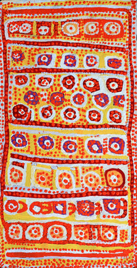 Aboriginal Artwork by Rosie Nangala Flemming, Ngapa Jukurrpa (Water Dreaming) - Mikanji, 61x30cm