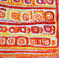 Aboriginal Artwork by Rosie Nangala Flemming, Ngapa Jukurrpa (Water Dreaming) - Mikanji, 61x30cm