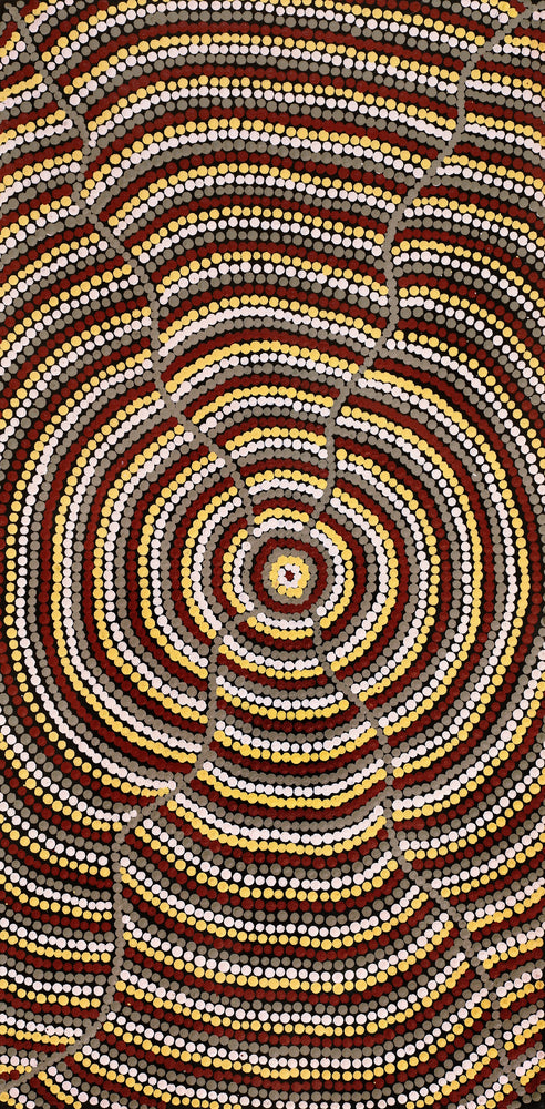 Aboriginal Artwork by Rosina Napurrurla White, Ngapa Jukurrpa (Water Dreaming) - Mikanji, 61x30cm