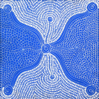 Aboriginal Artwork by Roslyn Napaljarri Jones, Lukarrara Jukurrpa (Desert Fringe-rush Seed Dreaming), 30x30cm