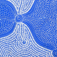 Aboriginal Artwork by Roslyn Napaljarri Jones, Lukarrara Jukurrpa (Desert Fringe-rush Seed Dreaming), 30x30cm