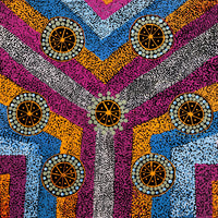 Aboriginal Artwork by Roxanne Napaljarri Collins, Yurrampi Jukurrpa (Honey Ant Dreaming), 40x40cm