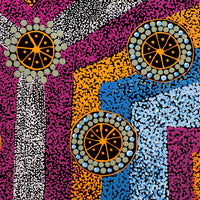 Aboriginal Artwork by Roxanne Napaljarri Collins, Yurrampi Jukurrpa (Honey Ant Dreaming), 40x40cm
